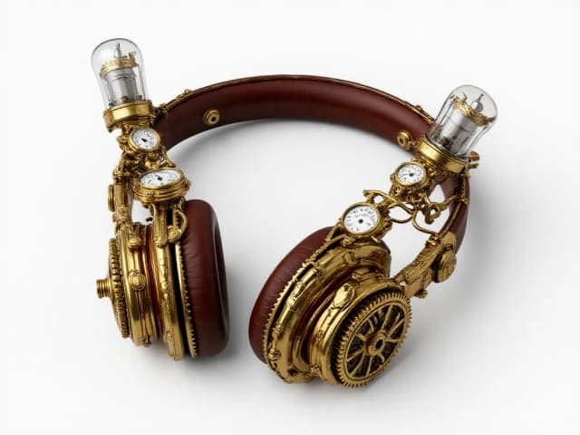 Stylized version of steampunk headphones.