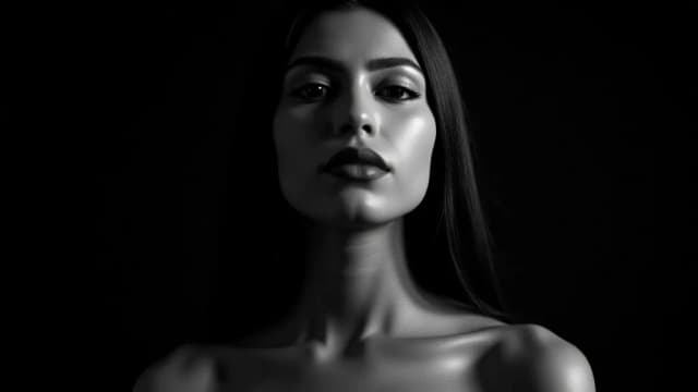 Black and white portrait of a woman before restoration.