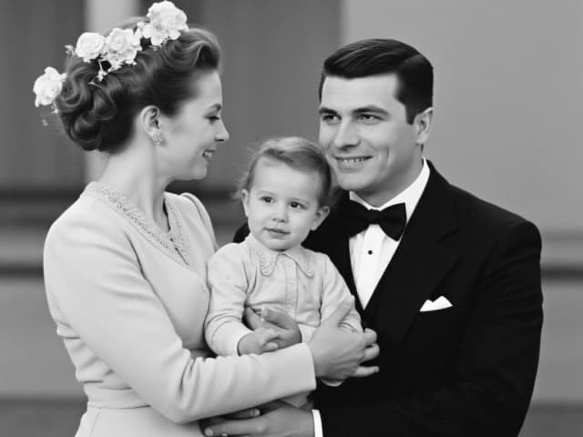 Black and white family portrait before restoration.